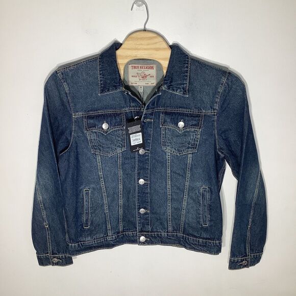 True Religion Mens Jesse‎ SN Trucker Jacket Blue Size XL NWT - Picture 2 of 7
